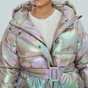 Noize Bonita iridescent vegan puffer jacket coat M